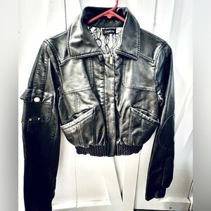 Cropped Bebe faux leather jacket